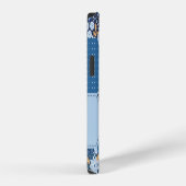 Blumiges, Jeans-Patchwork: blaues Muster. iPhone Hülle (Rechte Seite)
