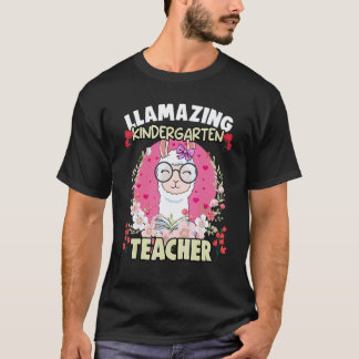 Blumiges Lama Humor für großartige Kindergarten-Le T-Shirt
