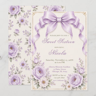 Blumiges Lavendel Coquette-Band Sweet Sixteen Einladung