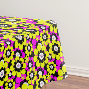Blumiges leuchtendes Neonmuster karmesinrot und ge Tischdecke