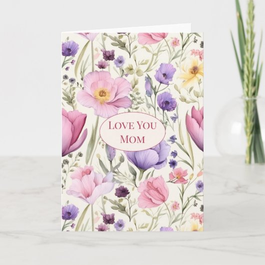 Blumiges "Liebe Mama" Karte (Vorderseite)
