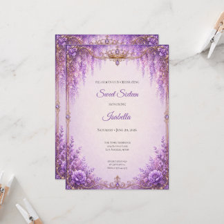 Blumiges Lila Sweet Sixteen Einladung