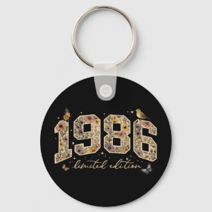 Blumiges limitiertes 40. Geburtstagsjubiläum 1986 Schlüsselanhänger