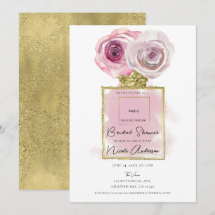 Blumiges Modeparfüm rosa Rosen Brautparty Einladung