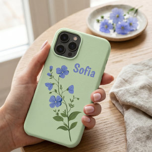 Blumiges modernes Gänseblümchen blau Mädchen elega Case-Mate iPhone Hülle