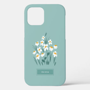 Blumiges modernes Gänseblümchen blau Mädchen elega iPhone 12 Pro Hülle