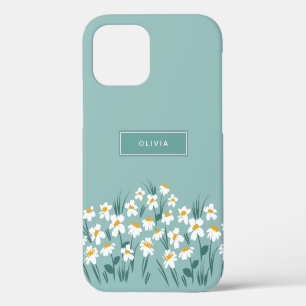 Blumiges modernes Gänseblümchen blau Mädchen elega iPhone 12 Pro Hülle