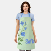 Blumiges modernes Gänseblümchen blau Mädchen elega Schürze (Getragen)