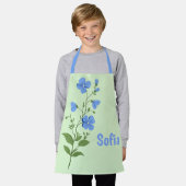 Blumiges modernes Gänseblümchen blau Mädchen elega Schürze (Getragen)