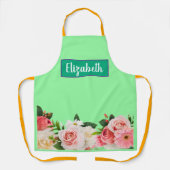 Blumiges modernes Gänseblümchen grün Mädchen elega Schürze (Vorderseite)