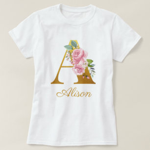 Blumiges Monogramm Benutzername Anfangsbuchstabe B T-Shirt