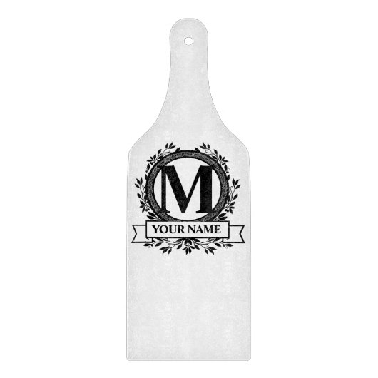 Blumiges Monogramm-Design Schneidebrett (Vorderseite)