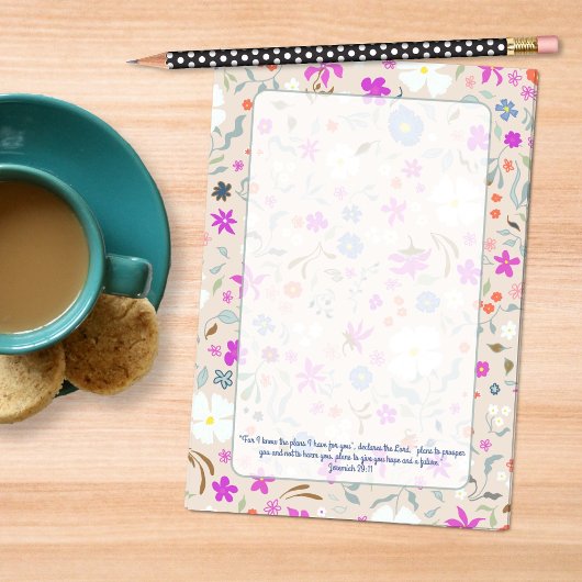 Blumiges Muster Handillustrierte Schriftstelle Post-it Klebezettel