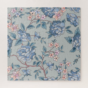 Blumiges nahtloses Muster, ornamentaler Gartenhint Puzzle