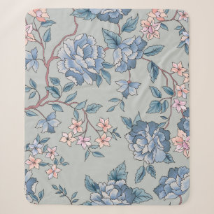 Blumiges nahtloses Muster, ornamentaler Gartenhint Sherpadecke