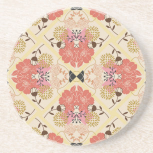 Blumiges nahtloses Vintage-Musterdesign. Getränkeuntersetzer