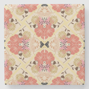 Blumiges nahtloses Vintage-Musterdesign. Steinuntersetzer
