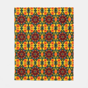 Blumiges Orange Fleecedecke