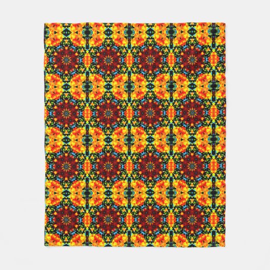 Blumiges Orange Fleecedecke (Vorderseite)