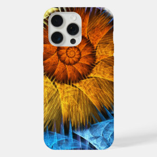 Blumiges Orange Gelb Blau Abstraktes Kunstwerk iPhone 15 Pro Max Hülle