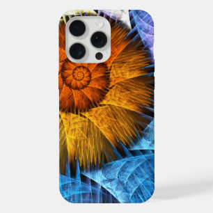 Blumiges Orange Gelb Blau Abstraktes Kunstwerk iPhone 15 Pro Max Hülle