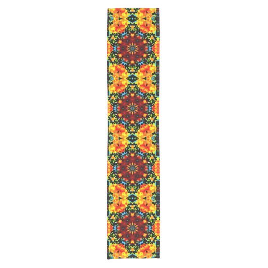 Blumiges Orange Kurzer Tischläufer (Vorderseite)