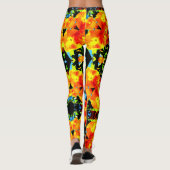 Blumiges Orange Leggings (Rückseite)