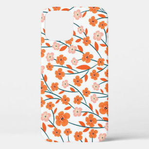 Blumiges Orange Pastell Weiß Nahtlos Case-Mate iPhone Hülle