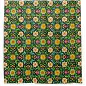 Blumiges Ornamentmuster in lebendigen Farben Duschvorhang (Vorderseite)