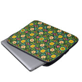 Blumiges Ornamentmuster in lebendigen Farben Laptopschutzhülle (Vorne Knopf)