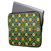 Blumiges Ornamentmuster in lebendigen Farben Laptopschutzhülle (Vorderseite Links)