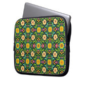 Blumiges Ornamentmuster in lebendigen Farben Laptopschutzhülle (Vorderseite Links)