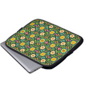 Blumiges Ornamentmuster in lebendigen Farben Laptopschutzhülle (Vorne Knopf)