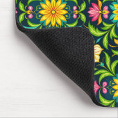 Blumiges Ornamentmuster in lebendigen Farben Mousepad (Ecke)