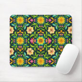 Blumiges Ornamentmuster in lebendigen Farben Mousepad (Mit Mouse)