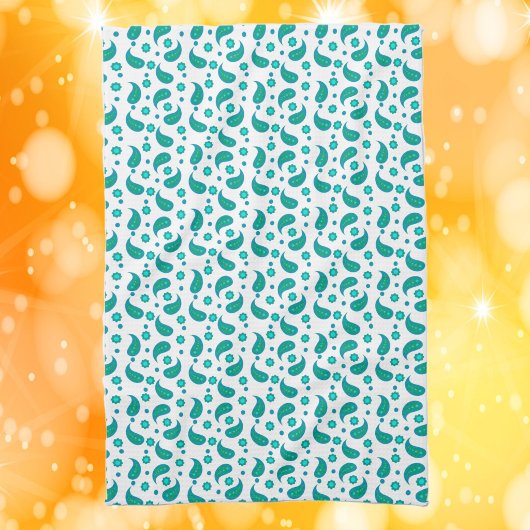 Blumiges Paisley-Boho-Muster Blau Grün Geschirrtuch