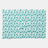 Blumiges Paisley-Boho-Muster Blau Grün Geschirrtuch (Horizontal)