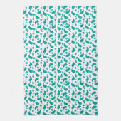 Blumiges Paisley-Boho-Muster Blau Grün Geschirrtuch (Vertikal)