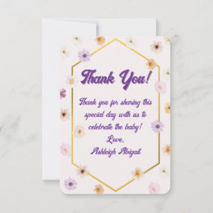 Blumiges Pastell-Gold-Minimalist-Baby-Shower Dankeskarte