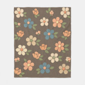 Blumiges Pfirsich-Cream-Blau Fleecedecke (Vorderseite)