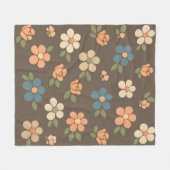 Blumiges Pfirsich-Cream-Blau Fleecedecke (Vorderseite (Horizontal))