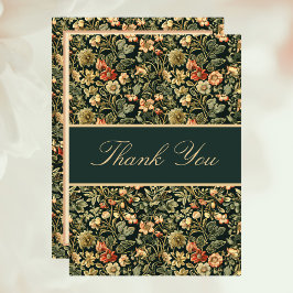 Blumiges Pfirsich-Grün-Cream-William-Morris-Inspir Dankeskarte