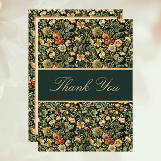 Blumiges Pfirsich-Grün-Cream-William-Morris-Inspir Dankeskarte