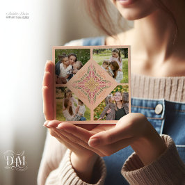 Blumiges Pfirsich Kaleidoskop Schrift Beste Mama Feiertagskarte