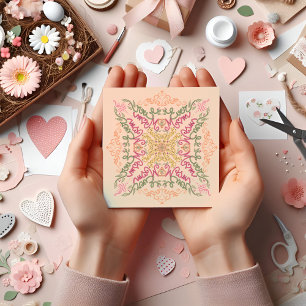 Blumiges Pfirsich Kaleidoskop Schrift Beste Mama Karte
