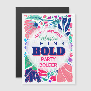 Blumiges Rosa Frohes Geburtstag Magnetkarte