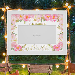 Blumiges rosa goldenes Brautduschen-Foto-Requisit Poster