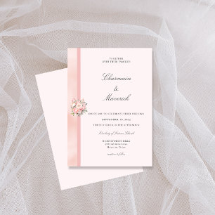 Blumiges Rosa Hochzeit Einladung