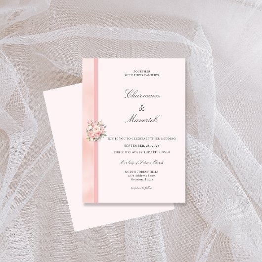 Blumiges Rosa Hochzeit Einladung