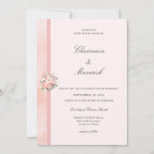 Blumiges Rosa Hochzeit Einladung (Vorderseite)